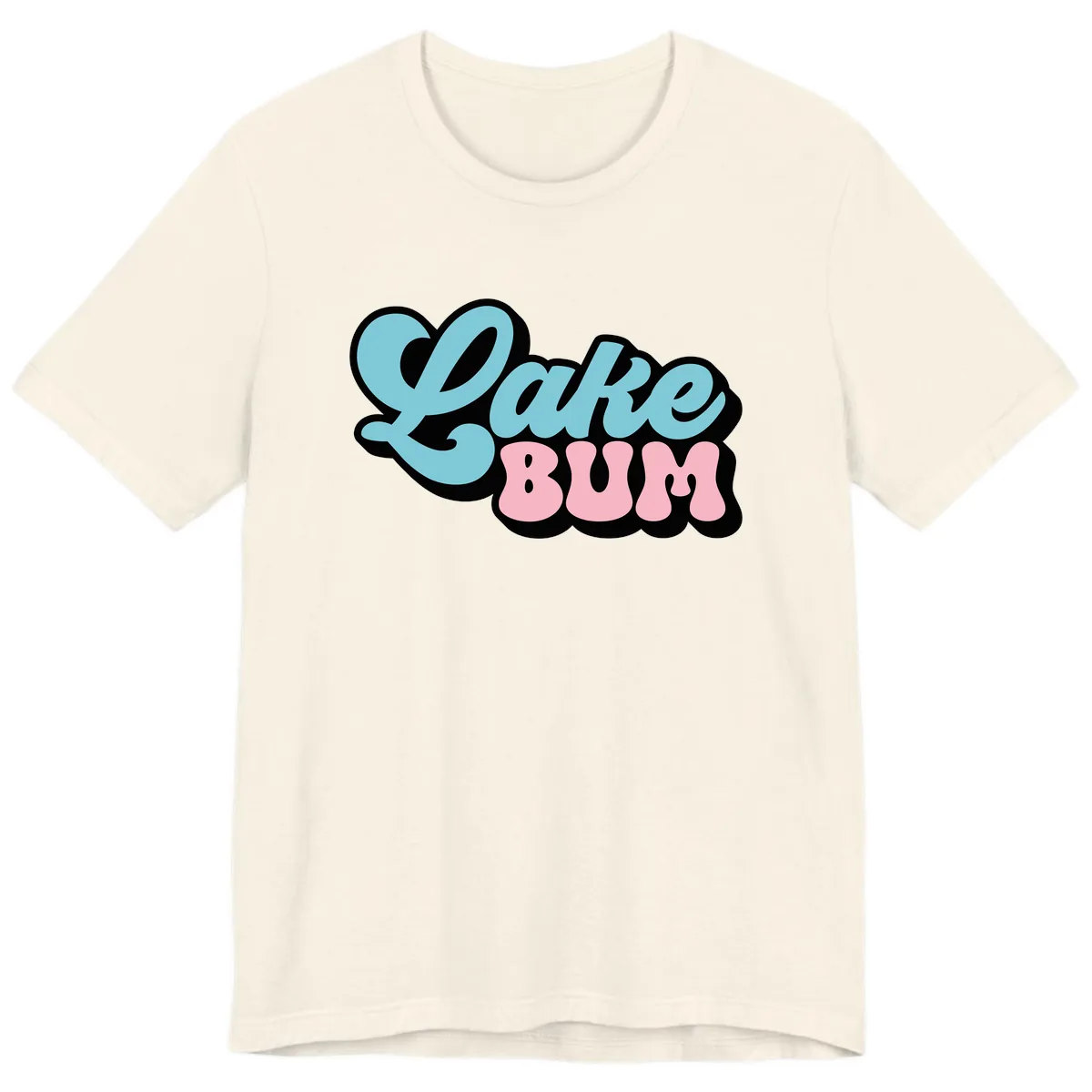Lake Bum Retro Script Design Premium T-Shirt in Natural