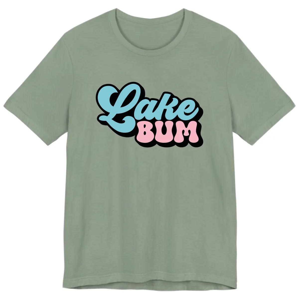 Lake Bum Retro Script Design Premium T-Shirt in Sage
