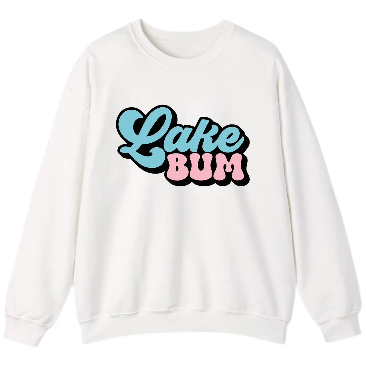 Lake Bum Retro Script Design Sweatshirt in White