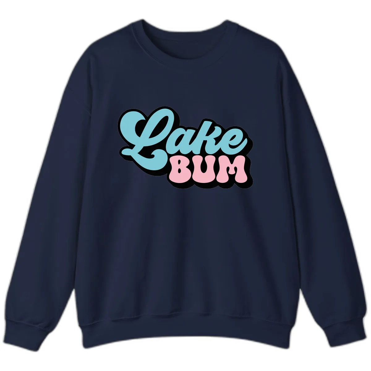 Lake Bum Retro Script Design Sweatshirt in Navy