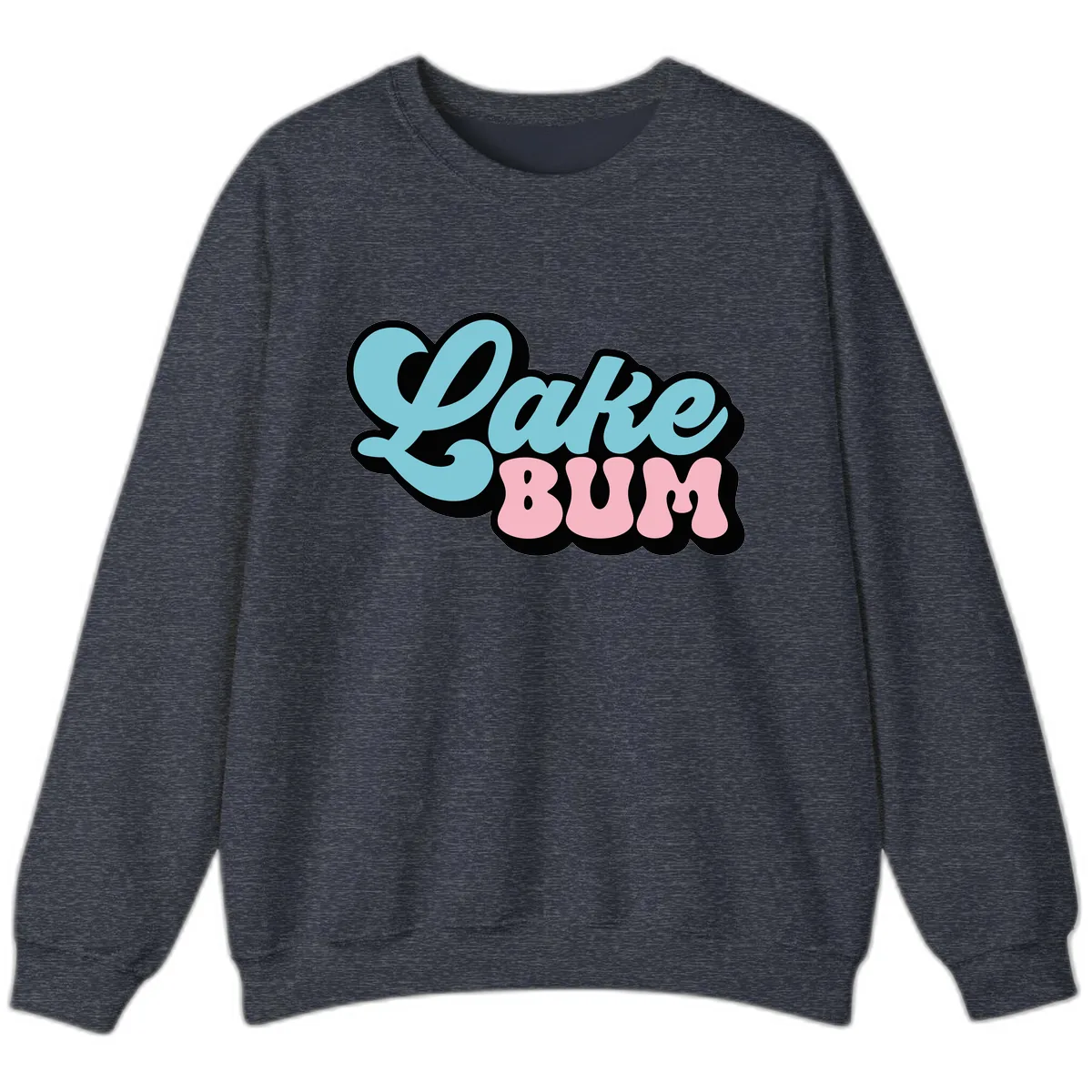 Lake Bum Retro Script Design Sweatshirt in Heather Sport Dark Navy
