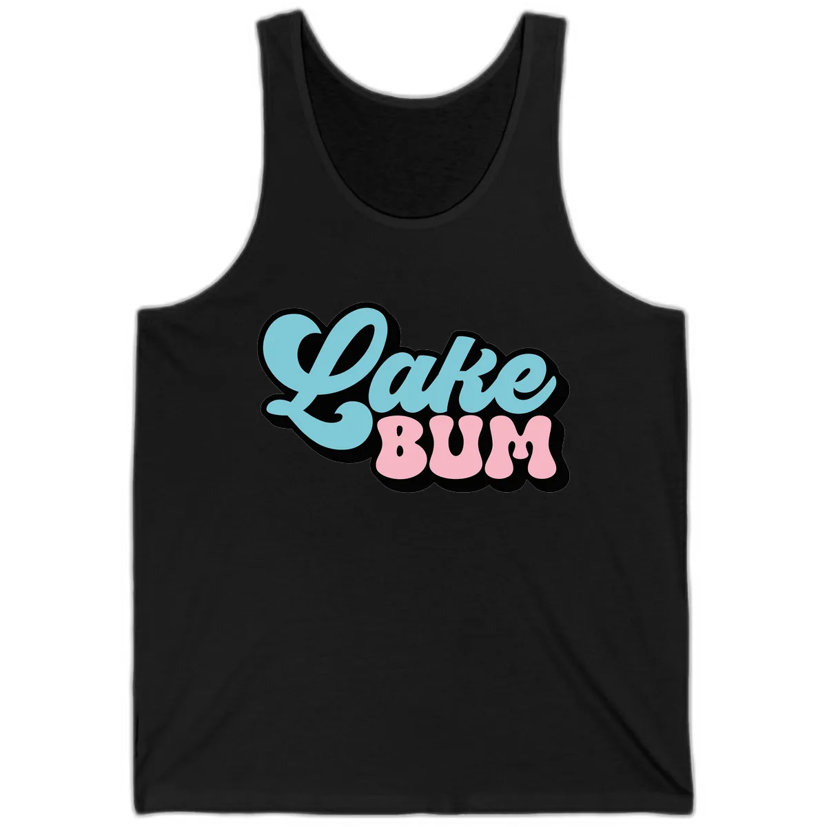 Lake Bum Retro Script Design Tank in Black