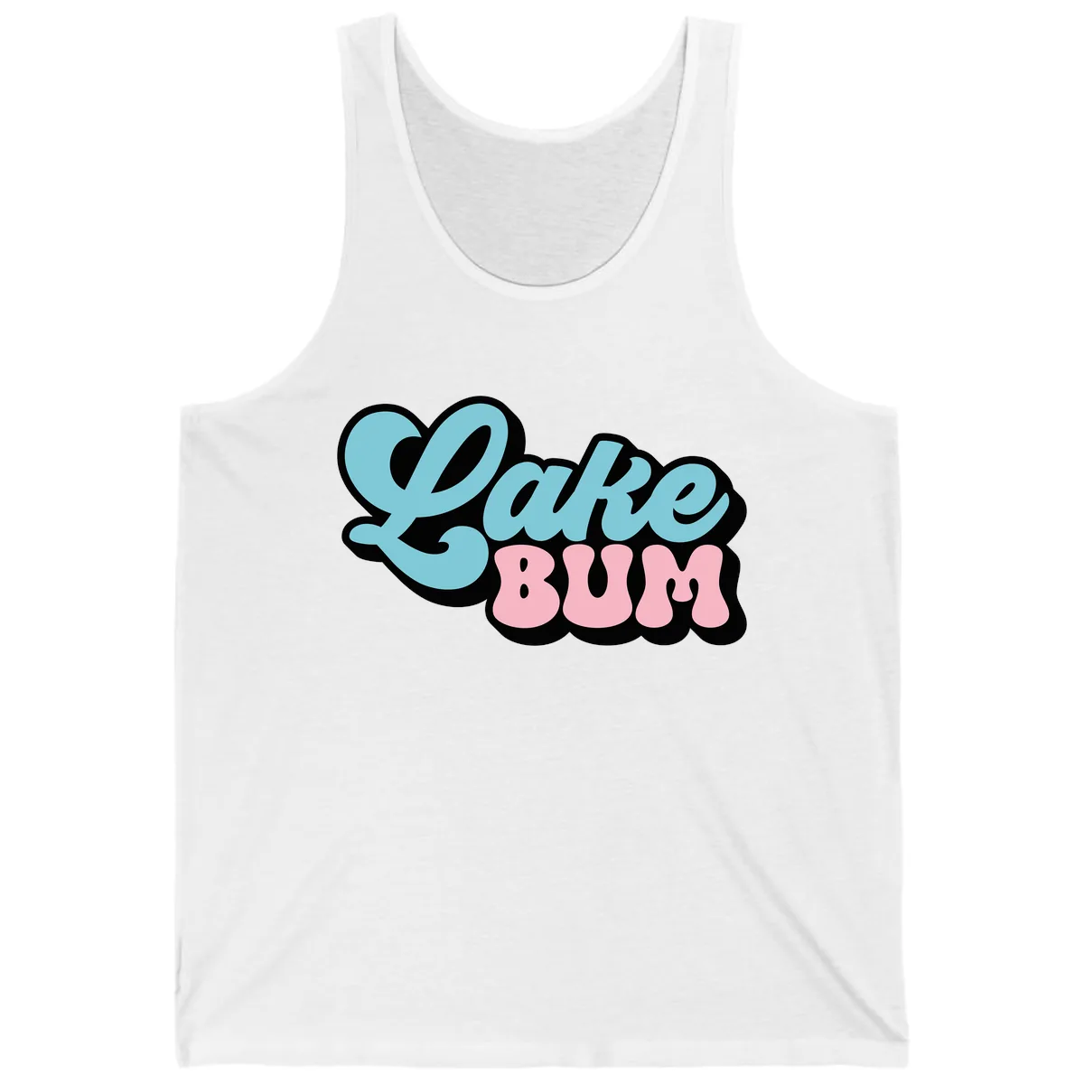 Lake Bum Retro Script Design Tank in White