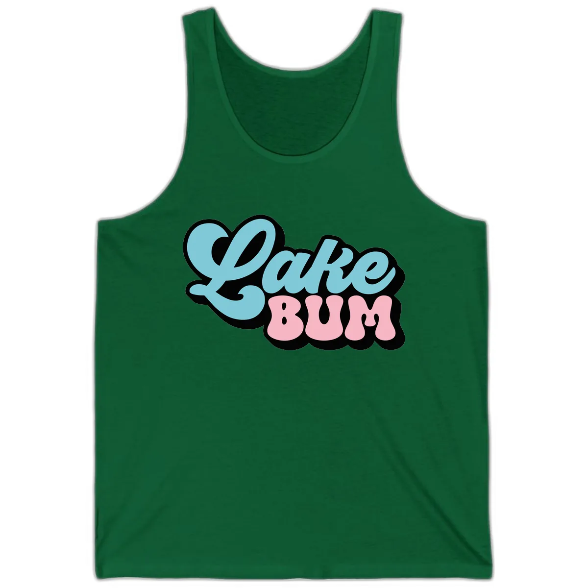 Lake Bum Retro Script Design Tank in Kelly