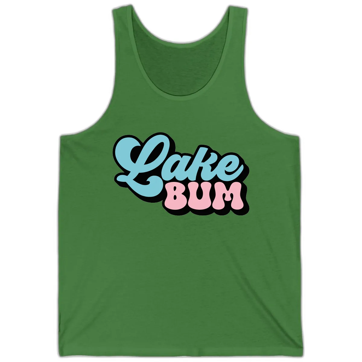 Lake Bum Retro Script Design Tank in Leaf