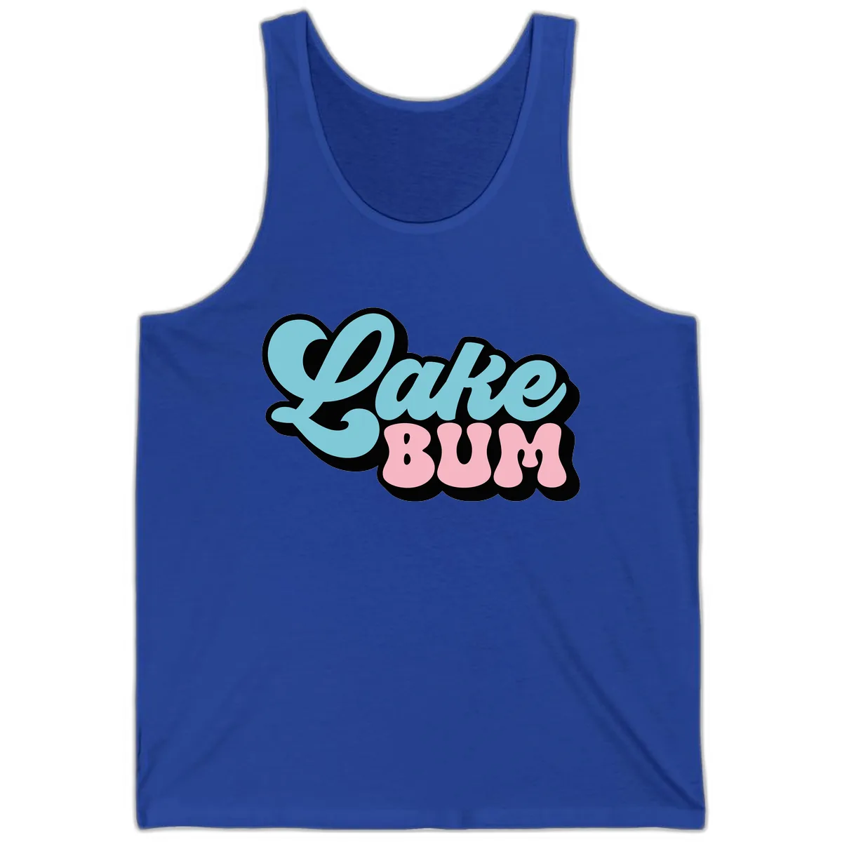 Lake Bum Retro Script Design Tank in True Royal