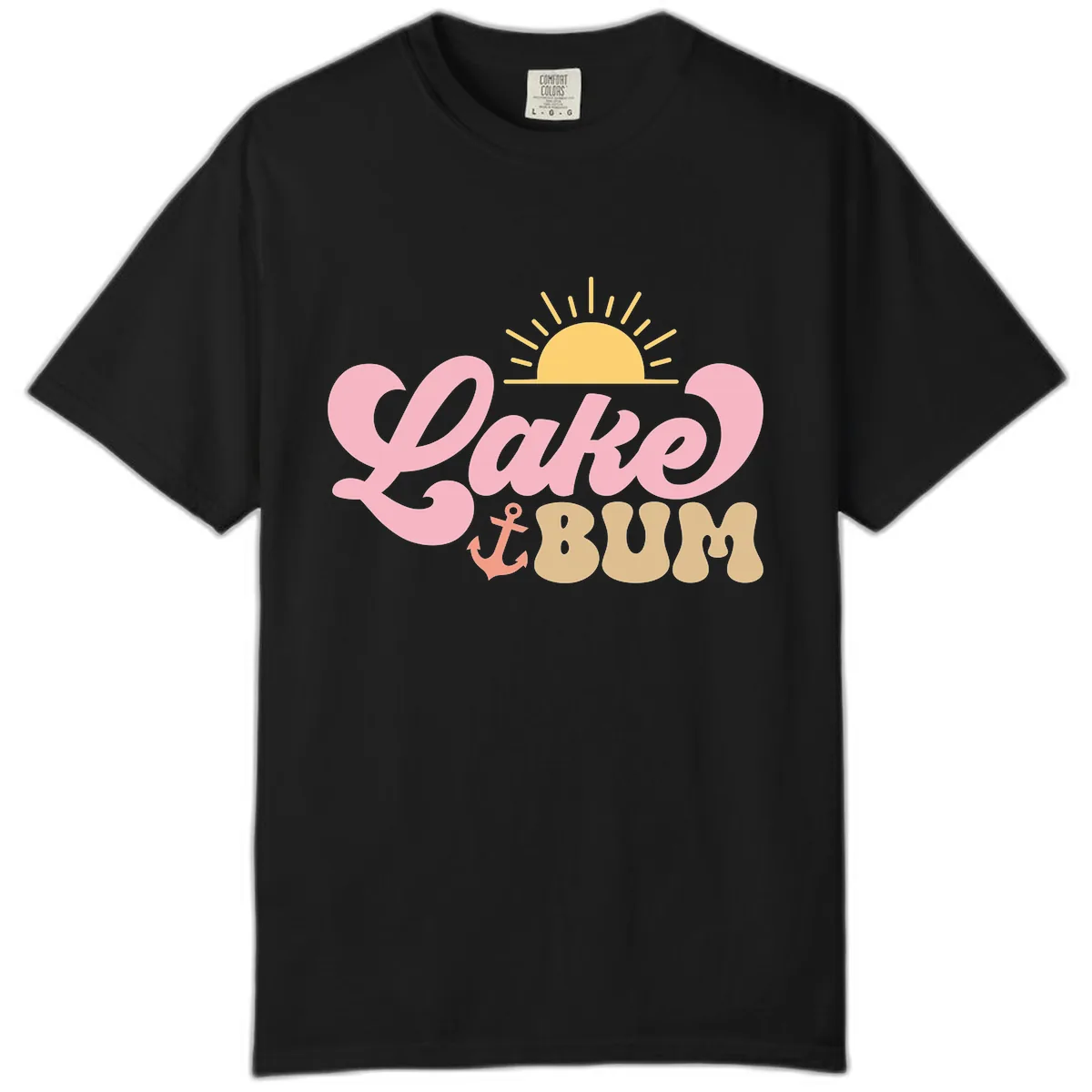 Lake Bum Retro Sun and Anchor Comfort Color in Black