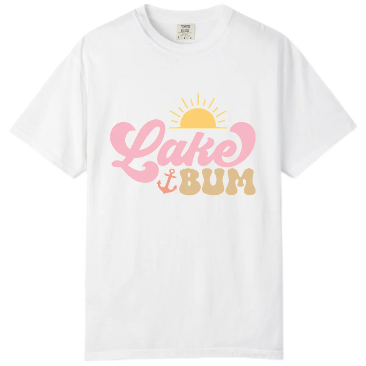 Lake Bum Retro Sun and Anchor Comfort Color in White
