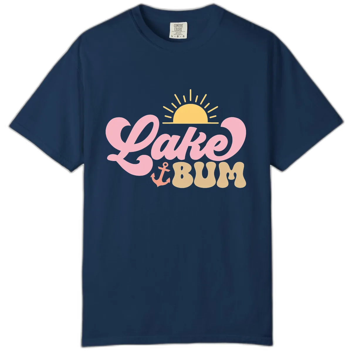Lake Bum Retro Sun and Anchor Comfort Color in Navy