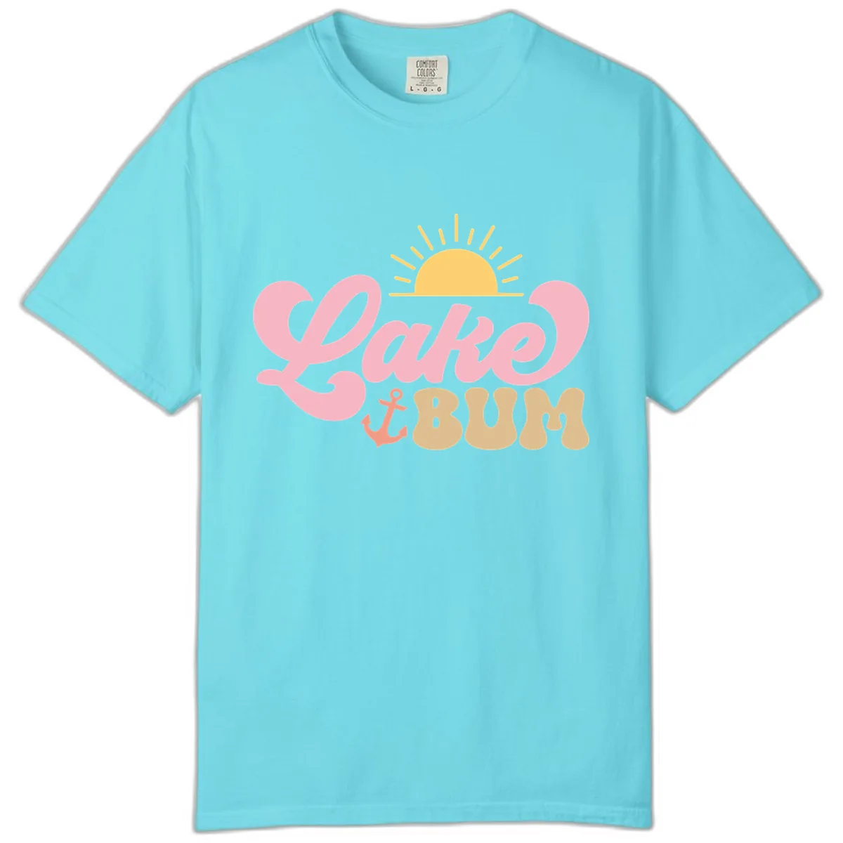 Lake Bum Retro Sun and Anchor Comfort Color in Lagoon Blue