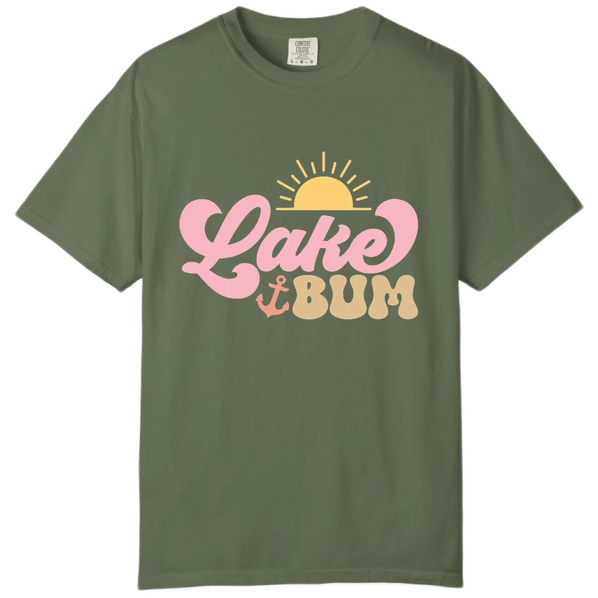Lake Bum Retro Sun and Anchor Comfort Color in Sage