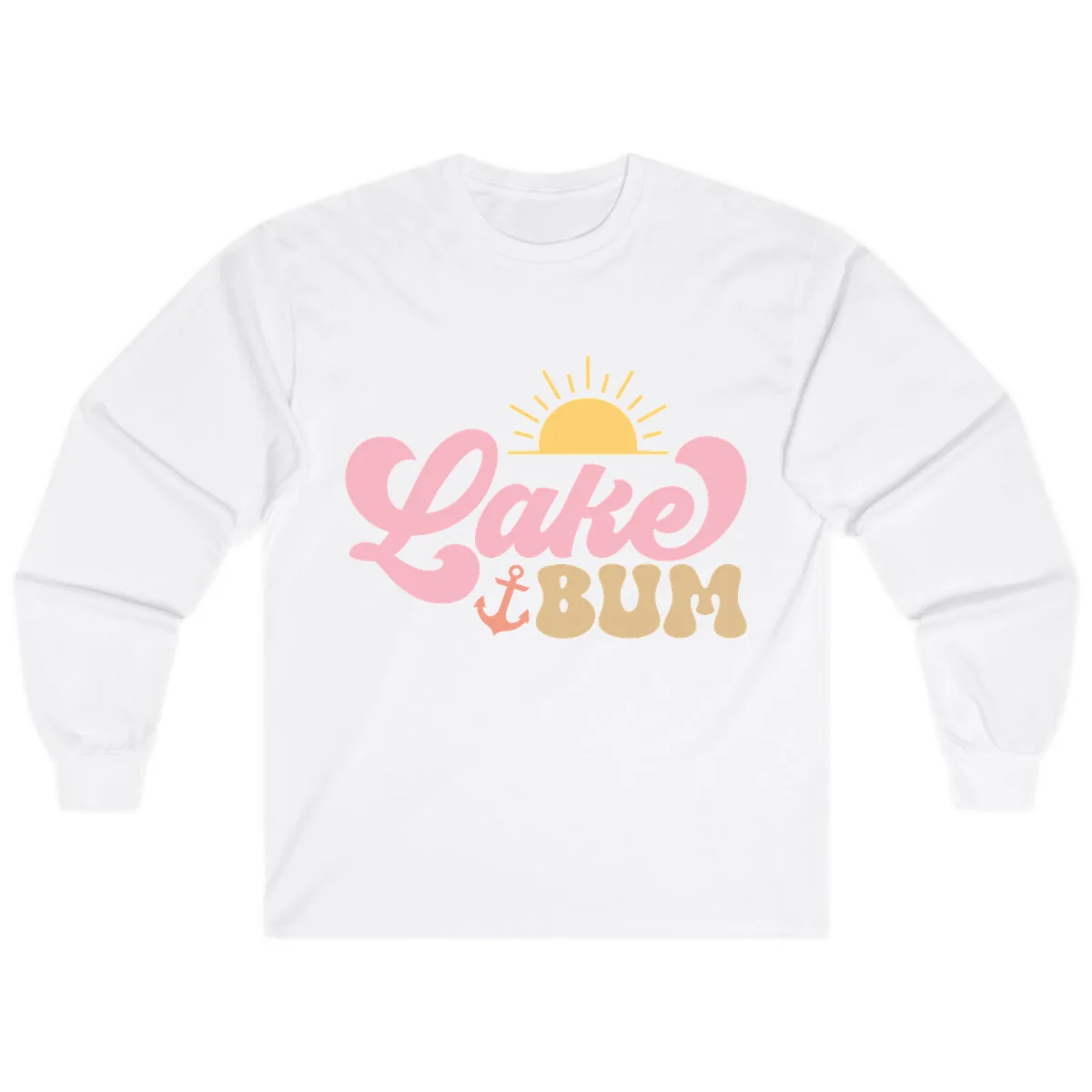 Lake Bum Retro Sun and Anchor Long Sleeve in White