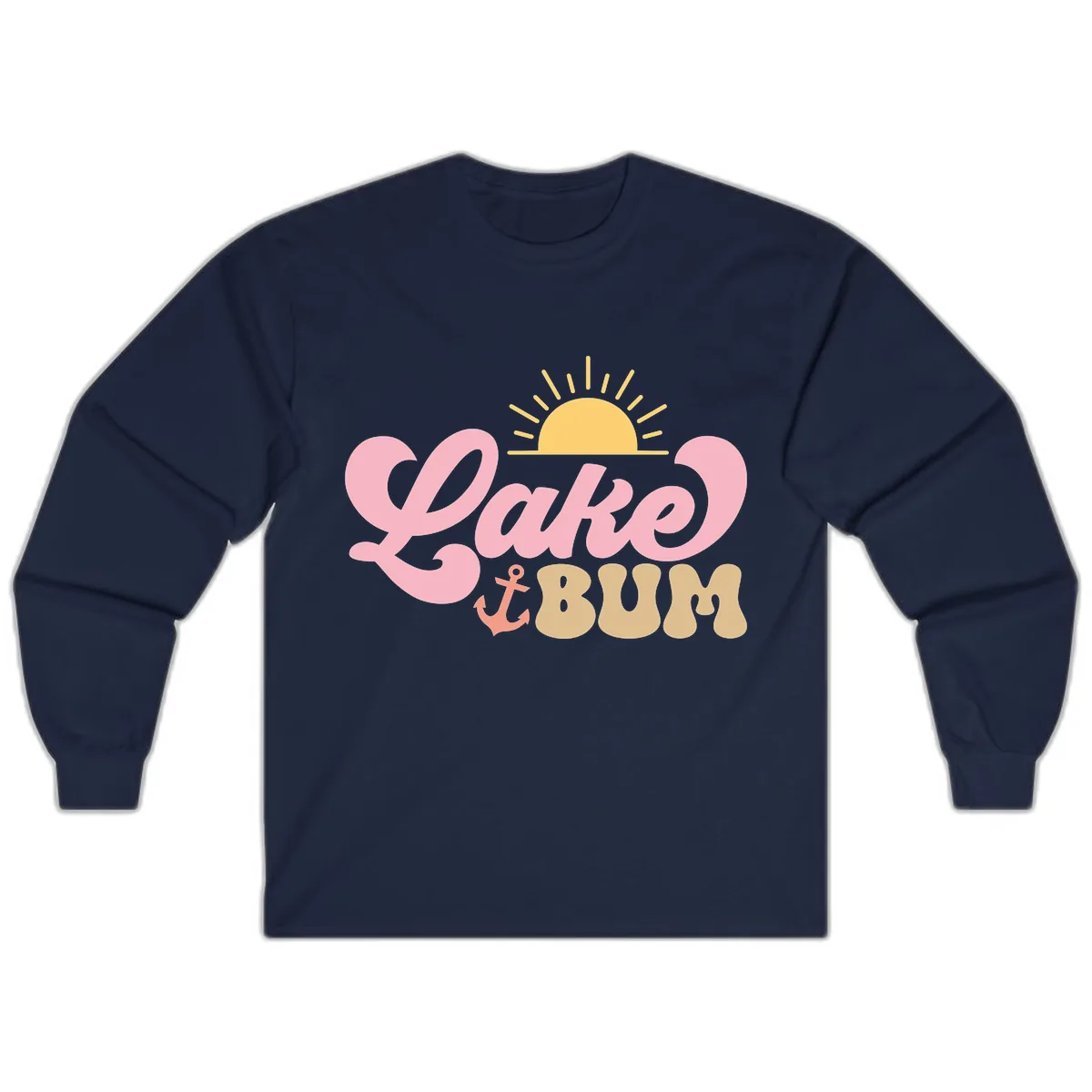 Lake Bum Retro Sun and Anchor Long Sleeve in Navy