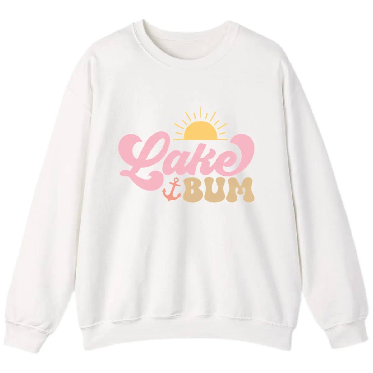 Lake Bum Retro Sun and Anchor Sweatshirt in White