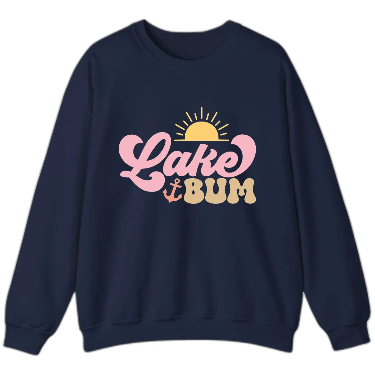 Lake Bum Retro Sun and Anchor Sweatshirt in Navy