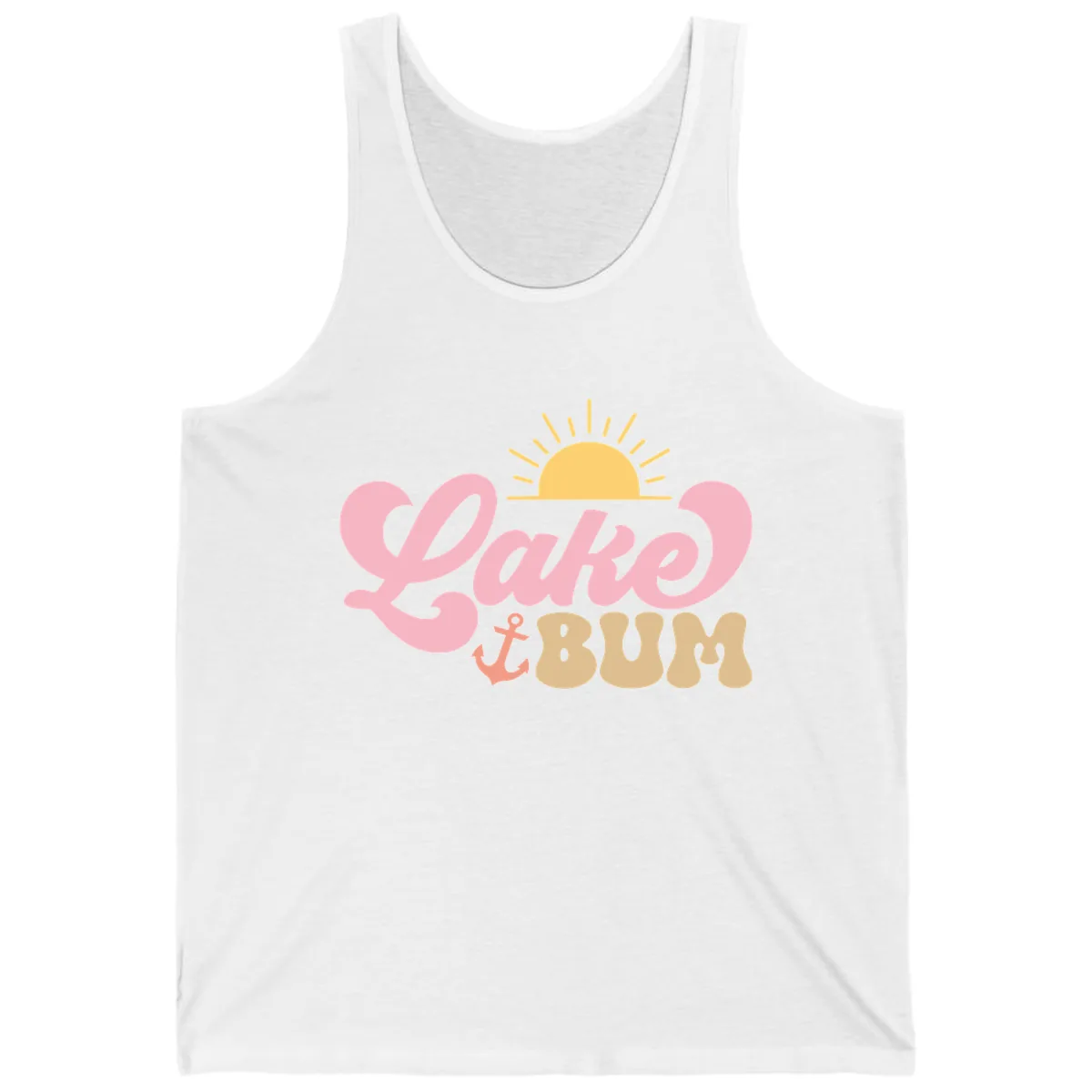 Lake Bum Retro Sun and Anchor Tank in White