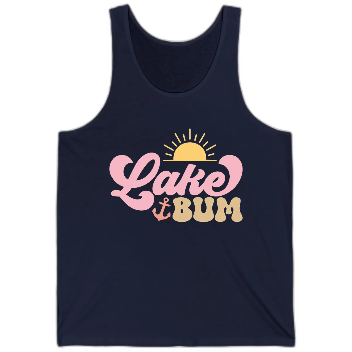 Lake Bum Retro Sun and Anchor Tank in Navy