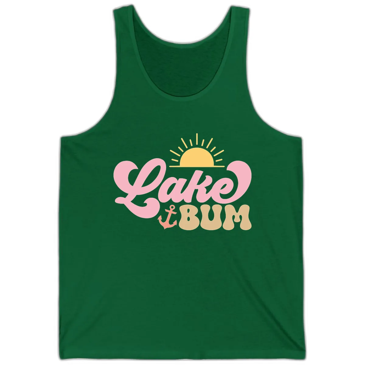 Lake Bum Retro Sun and Anchor Tank in Kelly