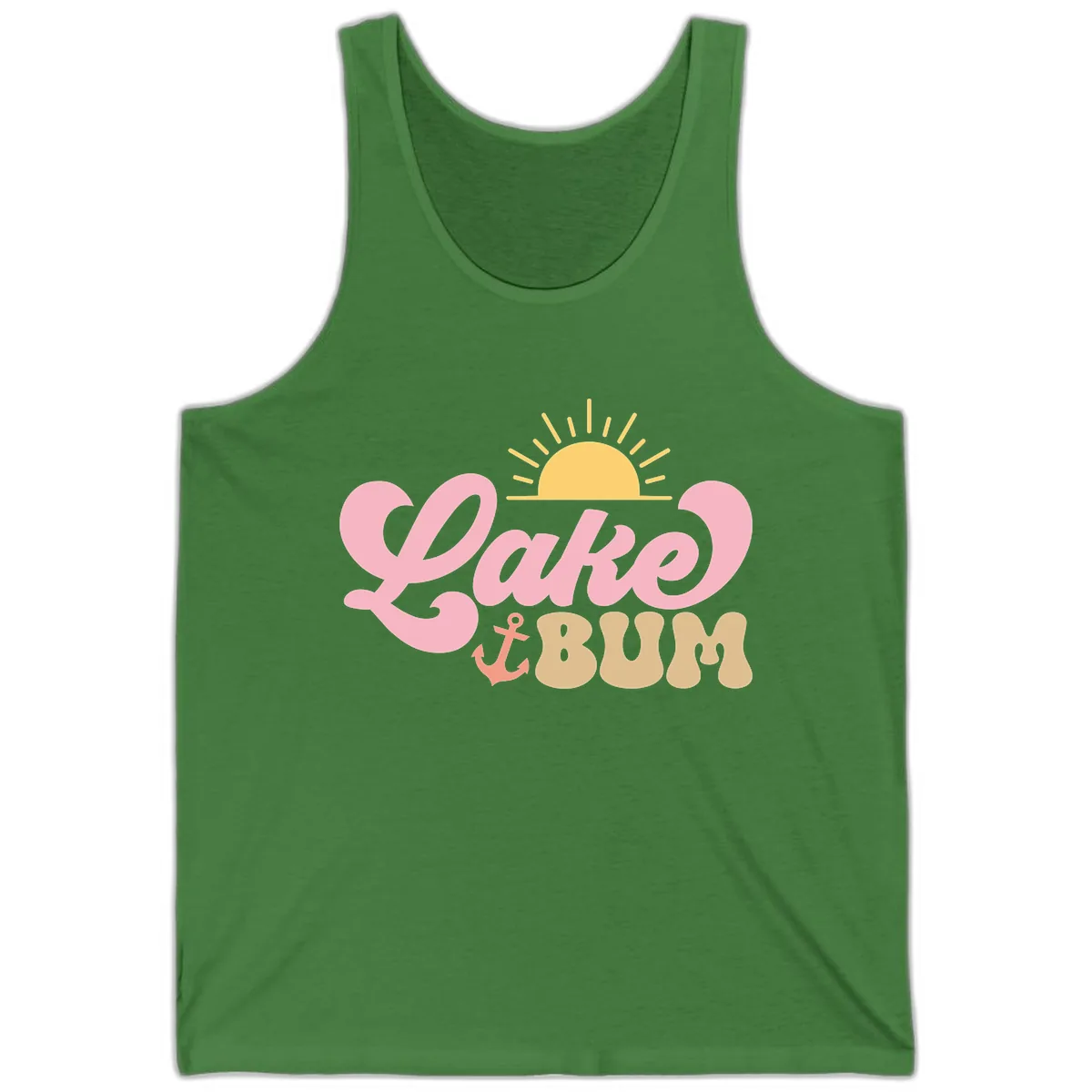 Lake Bum Retro Sun and Anchor Tank in Leaf