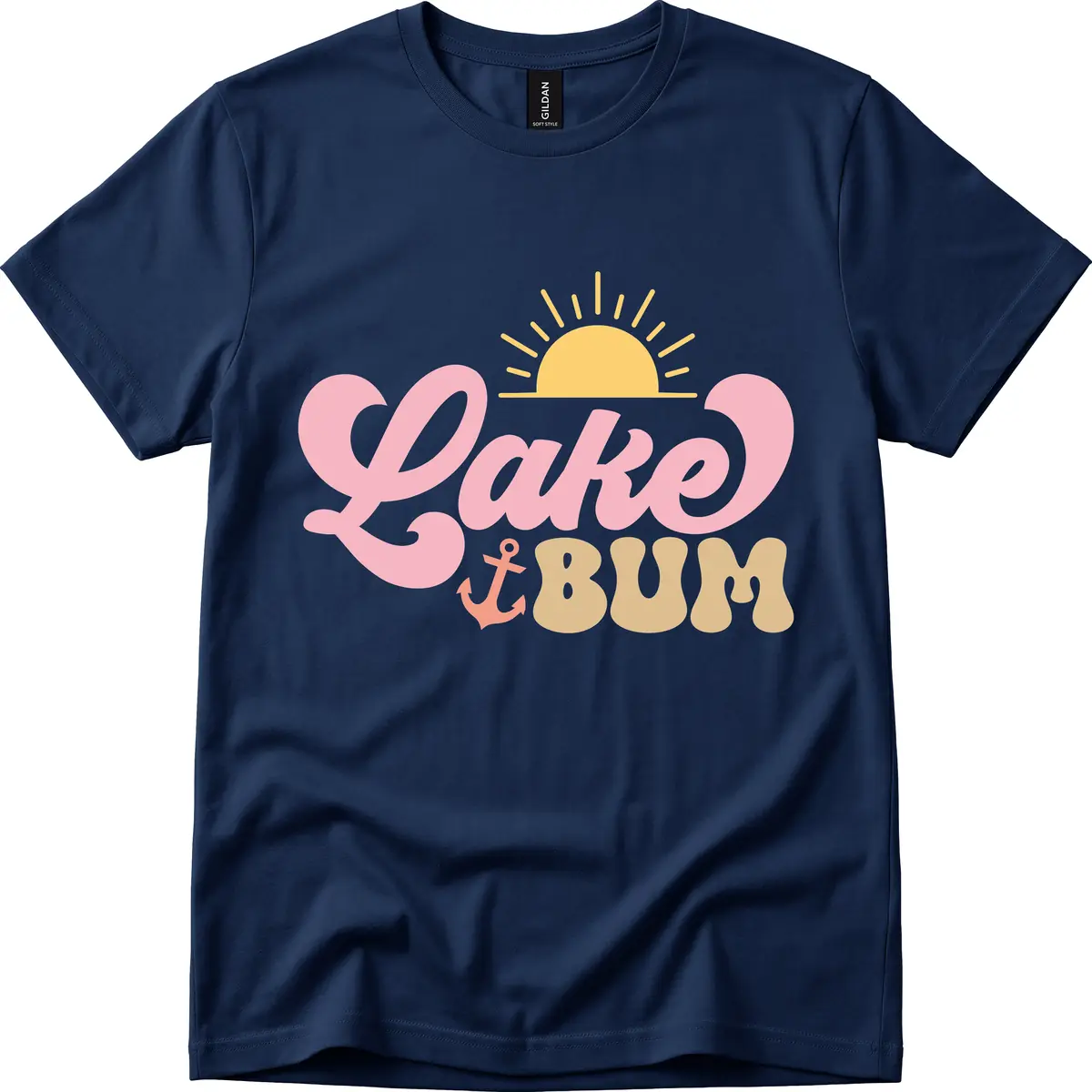 Lake Bum Retro Sun and Anchor T-Shirt in Navy