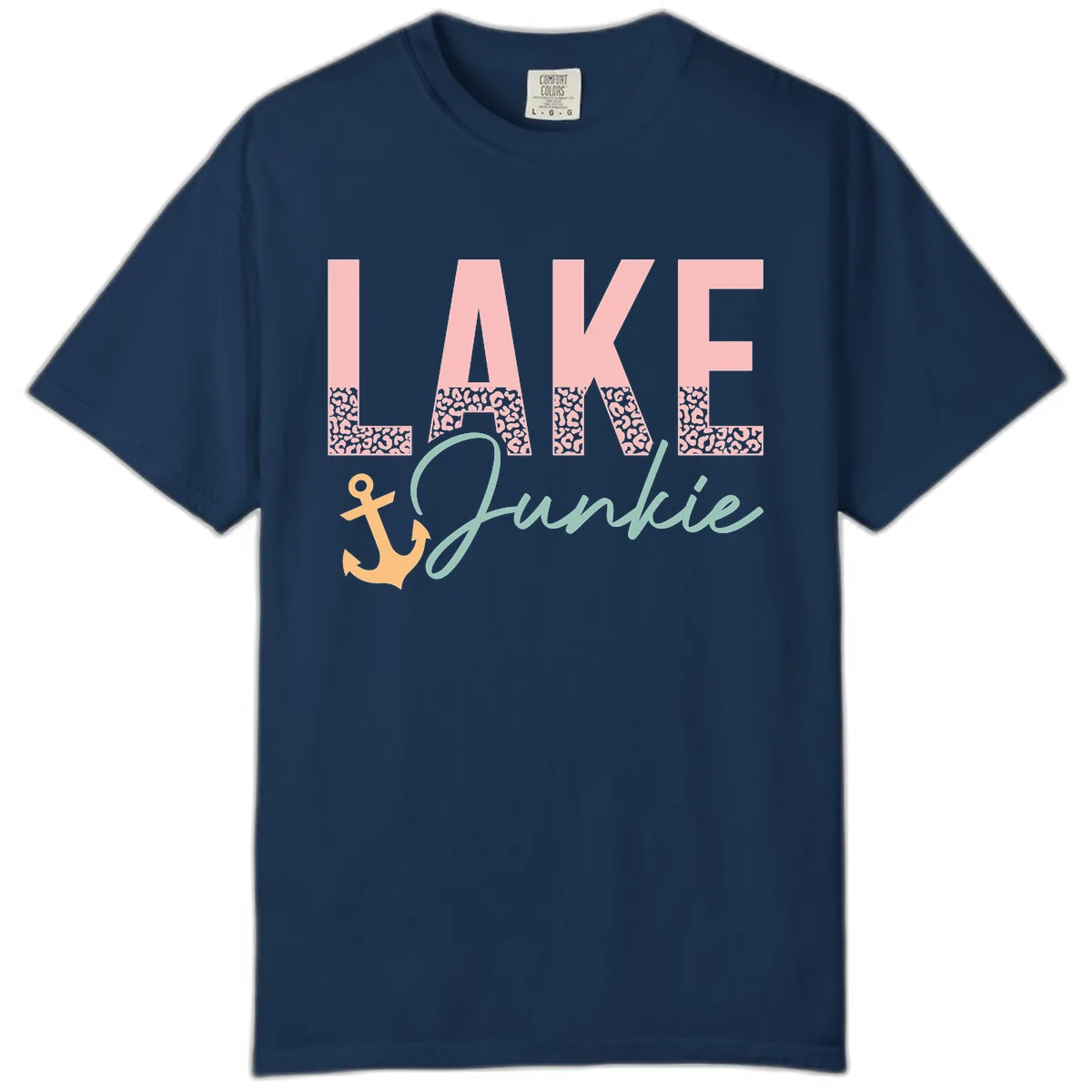 Lake Life Leopard Print Design Comfort Color in Navy