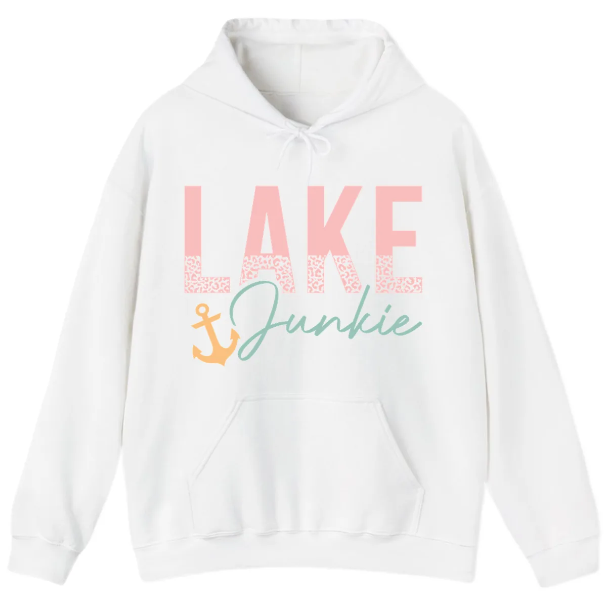 Lake Life Leopard Print Design Hoodie in White