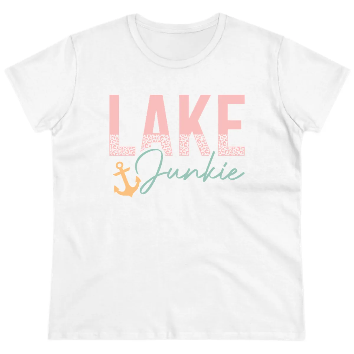 Lake Life Leopard Print Design Ladies Tee in White