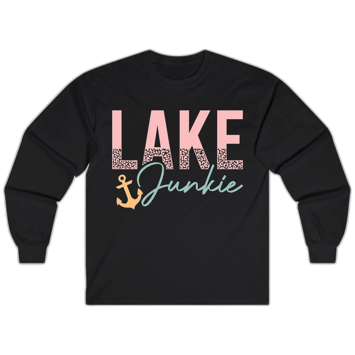 Lake Life Leopard Print Design Long Sleeve in Black