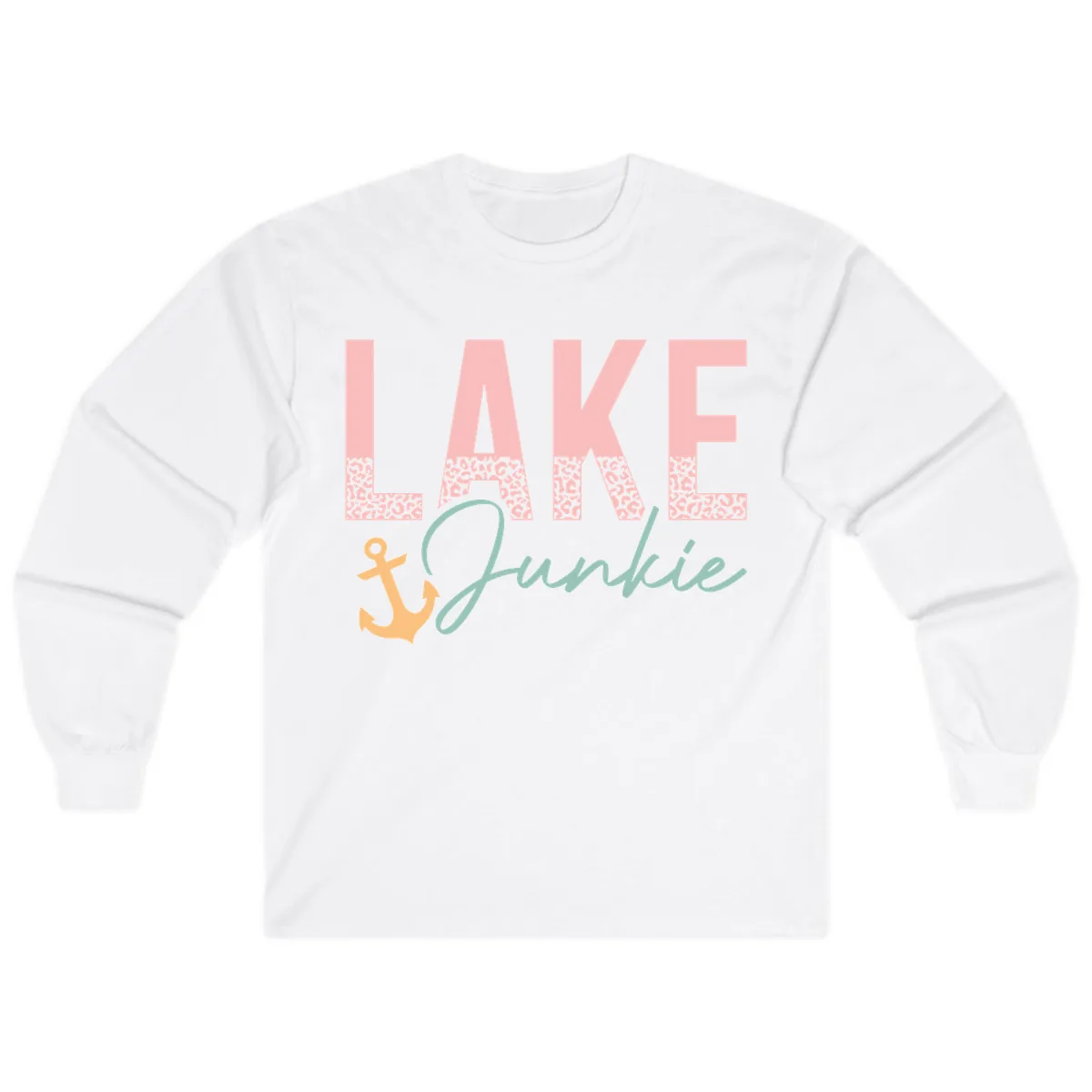 Lake Life Leopard Print Design Long Sleeve in White