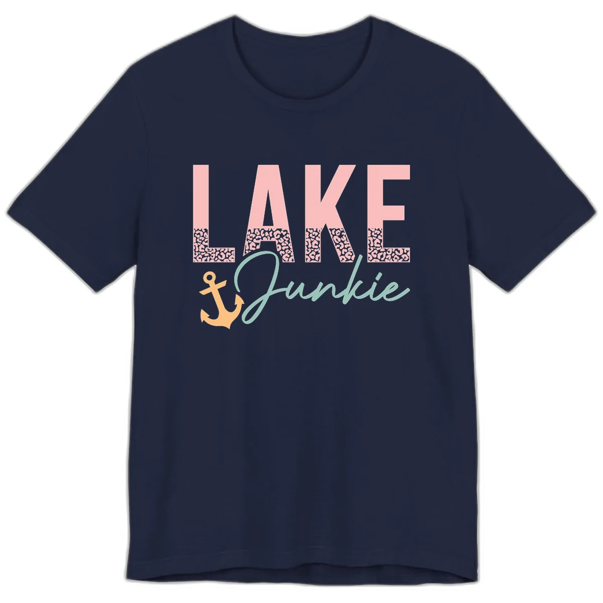 Lake Life Leopard Print Design Premium T-Shirt in Navy