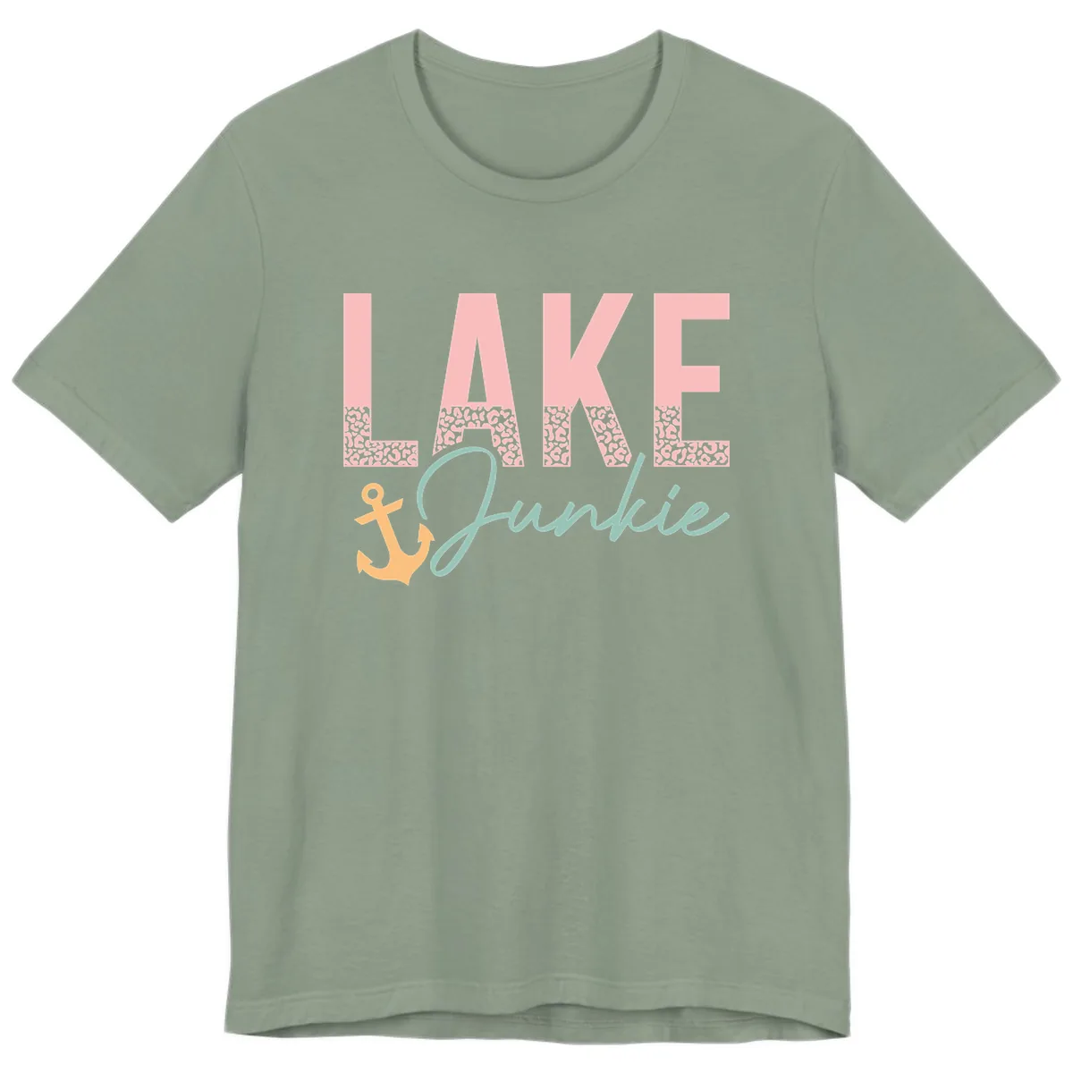 Lake Life Leopard Print Design Premium T-Shirt in Sage