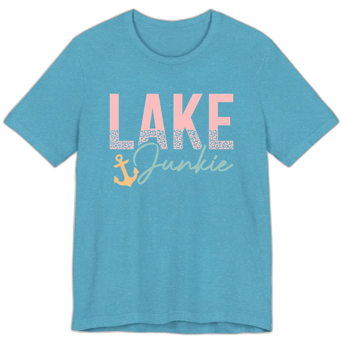 Lake Life Leopard Print Design Premium T-Shirt in Heather Aqua