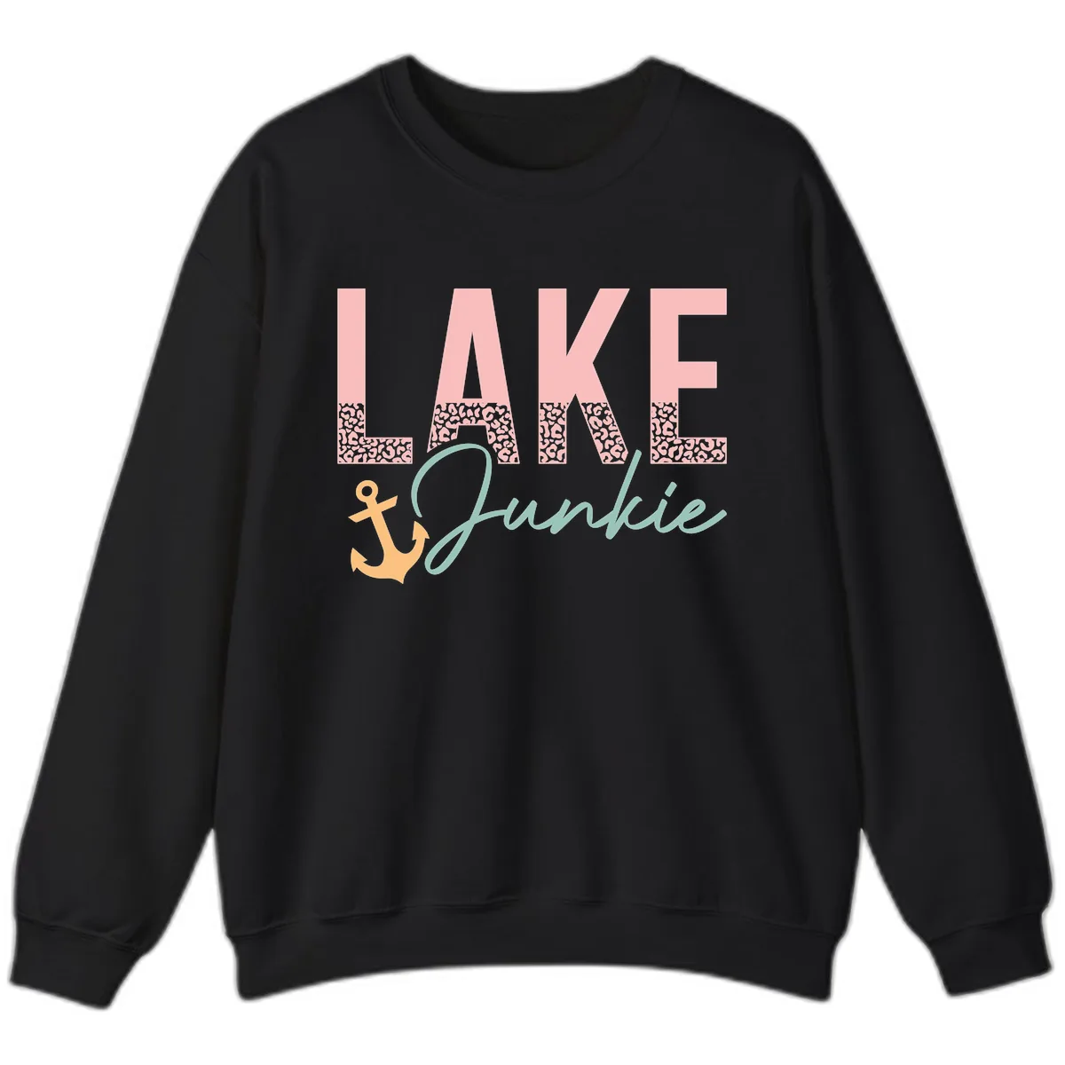 Lake Life Leopard Print Design Sweatshirt in Black