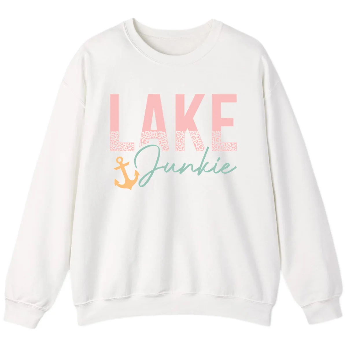 Lake Life Leopard Print Design Sweatshirt in White