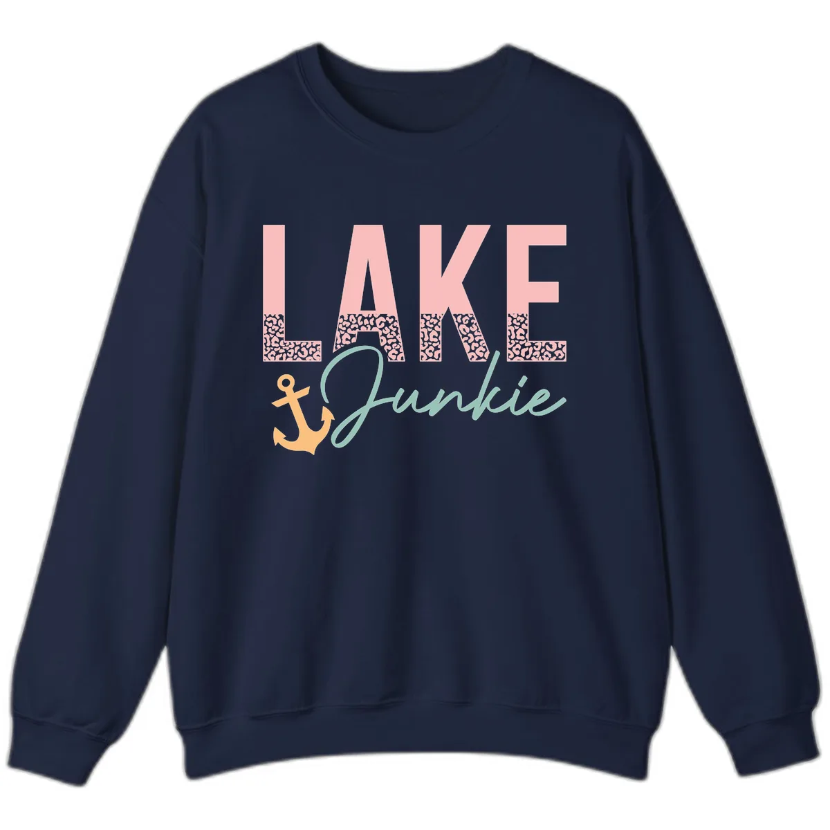 Lake Life Leopard Print Design Sweatshirt in Navy