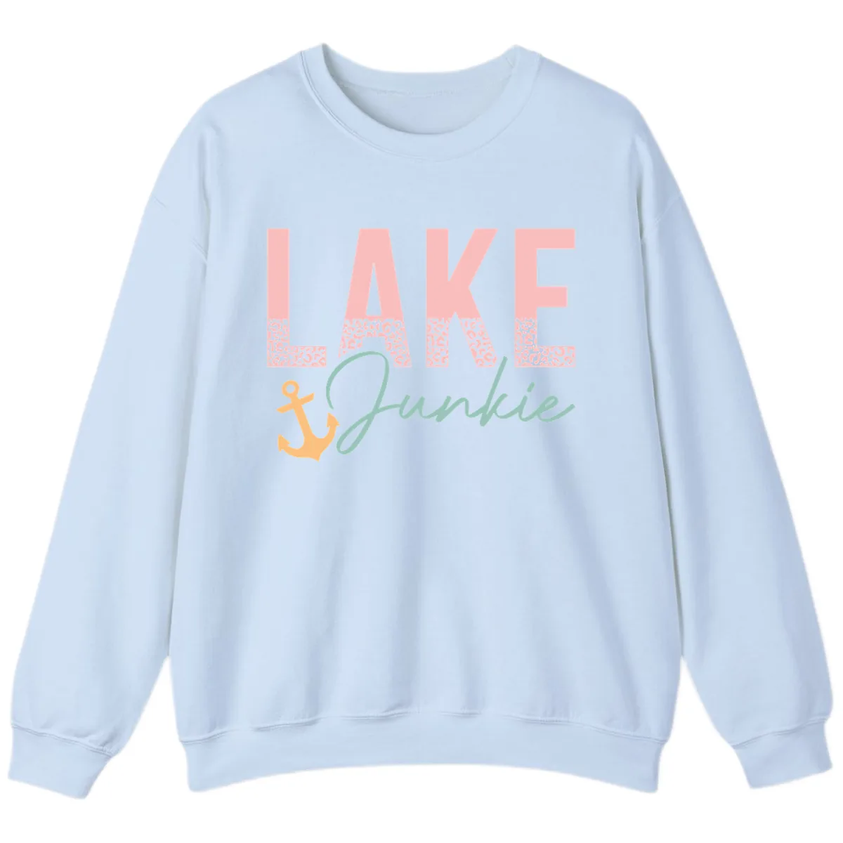 Lake Life Leopard Print Design Sweatshirt in Light Blue