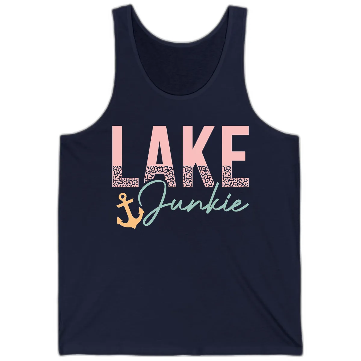 Lake Life Leopard Print Design Tank in Navy