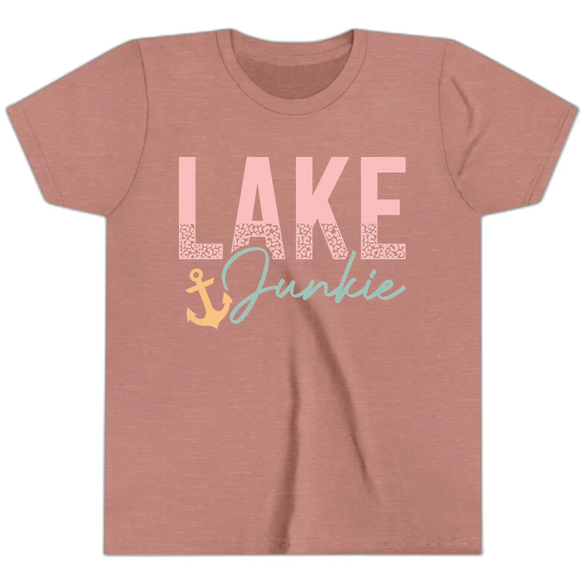 Lake Life Leopard Print Design Youth T-Shirt in Heather Mauve
