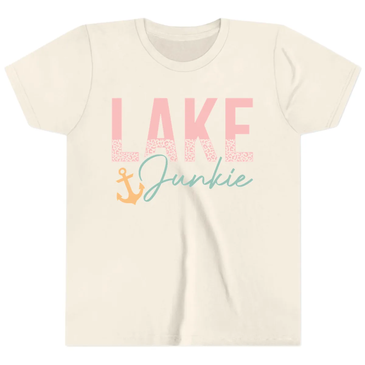 Lake Life Leopard Print Design Youth T-Shirt in Natural