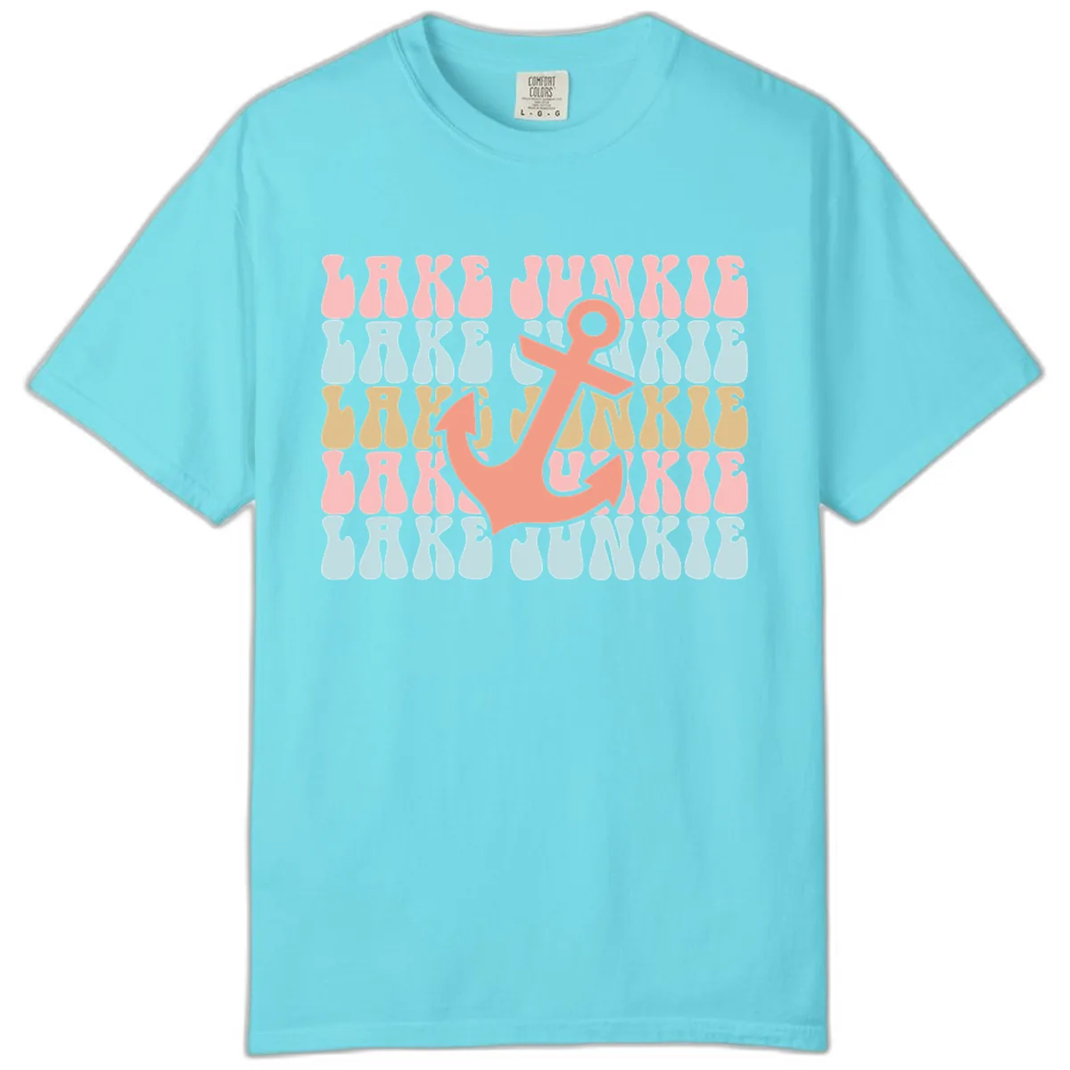 Lake Junkie Retro Anchor Comfort Color in Lagoon Blue