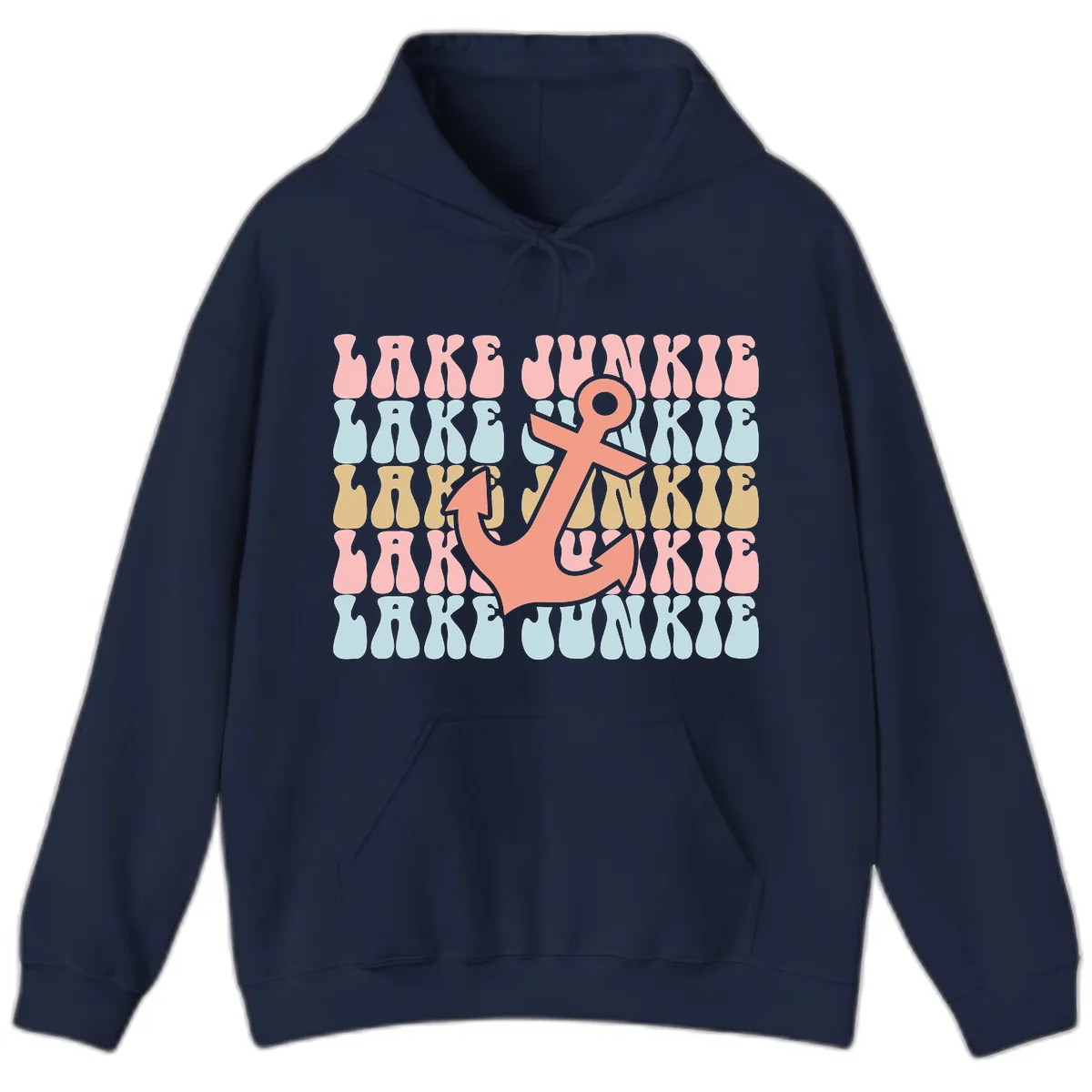 Lake Junkie Retro Anchor Hoodie in Navy