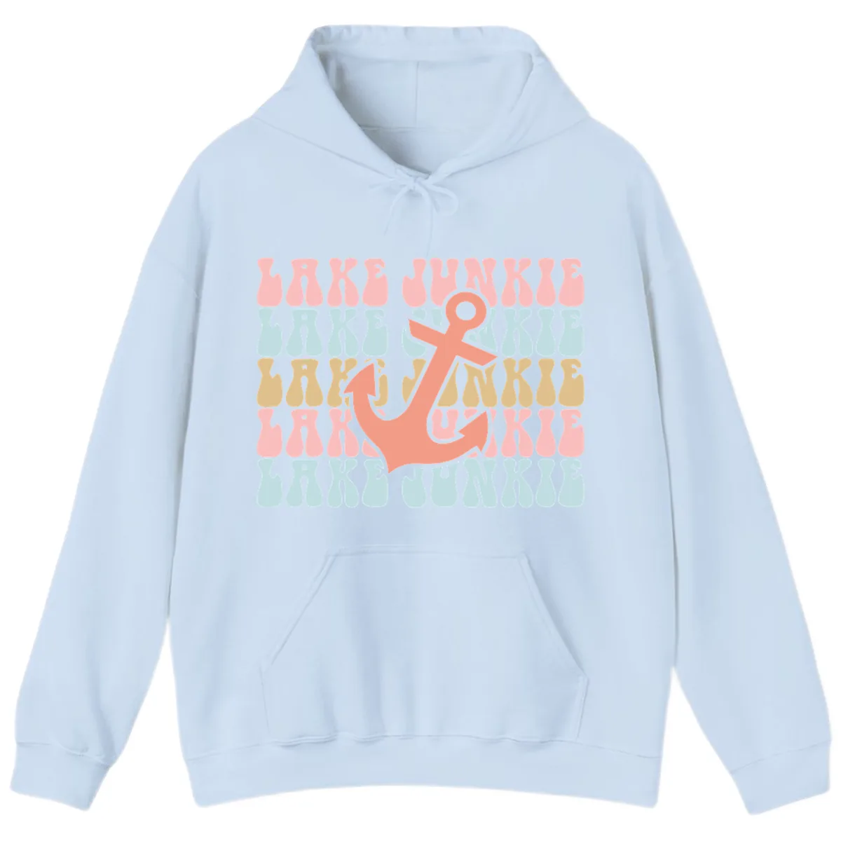 Lake Junkie Retro Anchor Hoodie in Light Blue