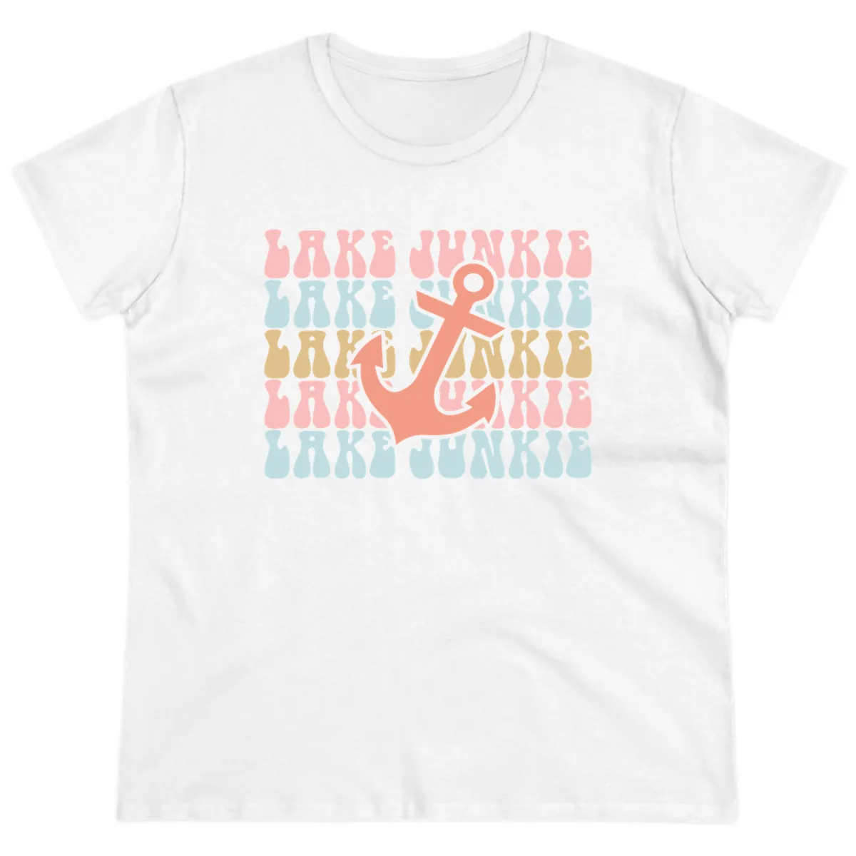 Lake Junkie Retro Anchor Ladies Tee in White