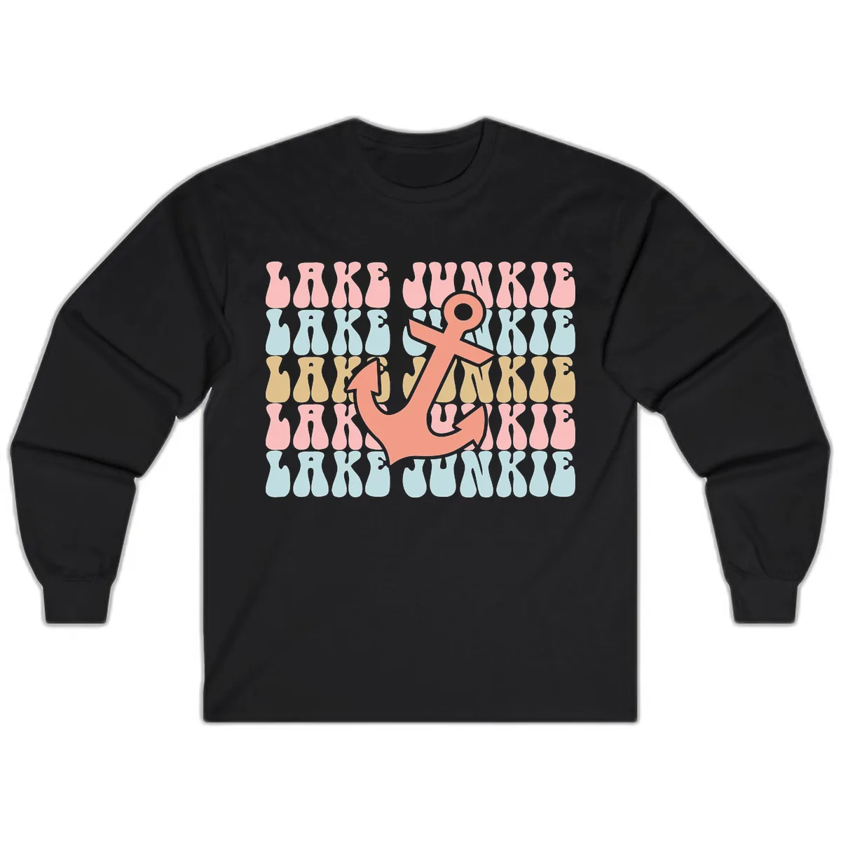 Lake Junkie Retro Anchor Long Sleeve in Black