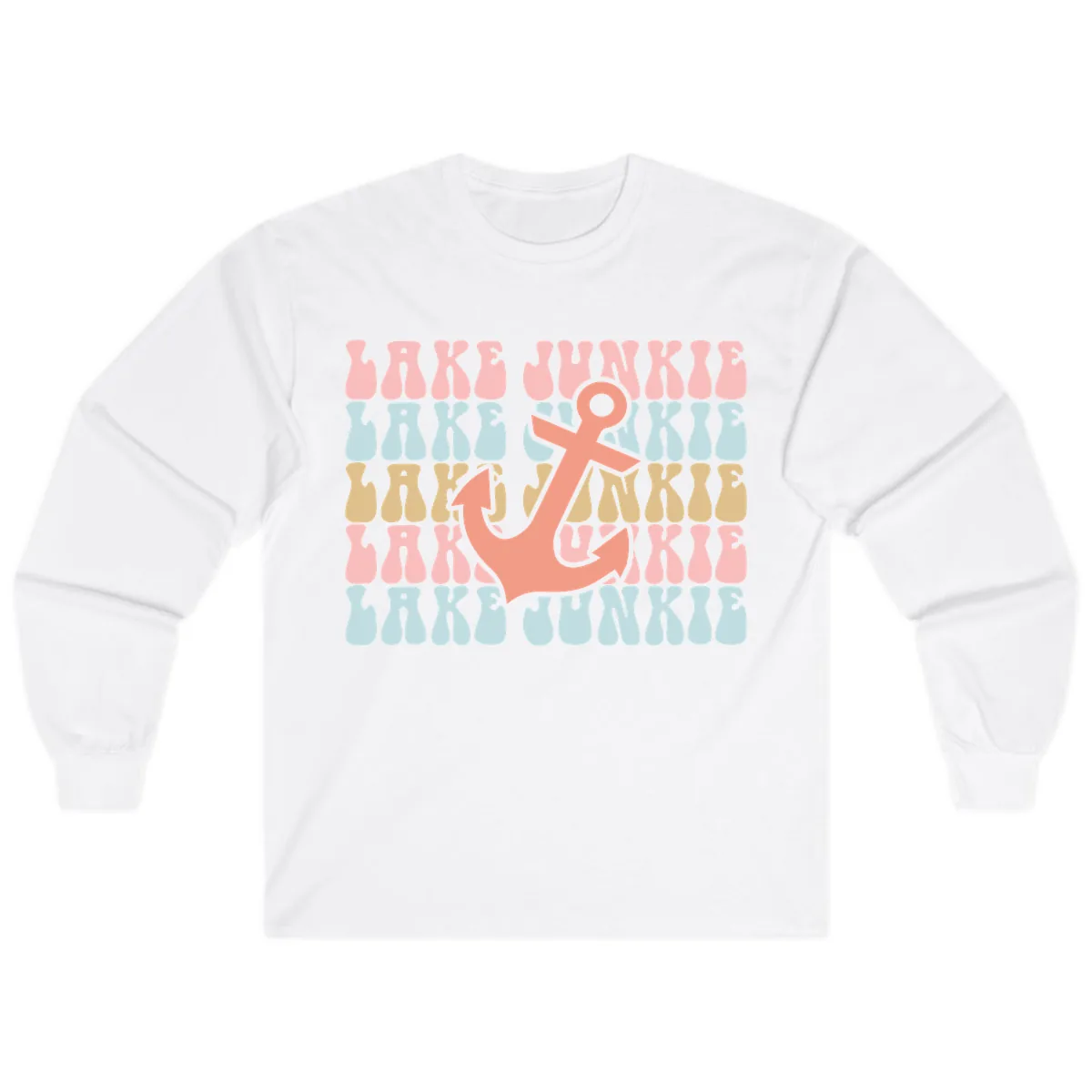 Lake Junkie Retro Anchor Long Sleeve in White