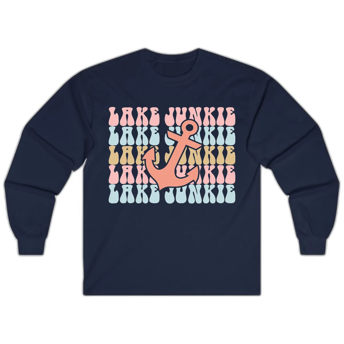 Lake Junkie Retro Anchor Long Sleeve in Navy
