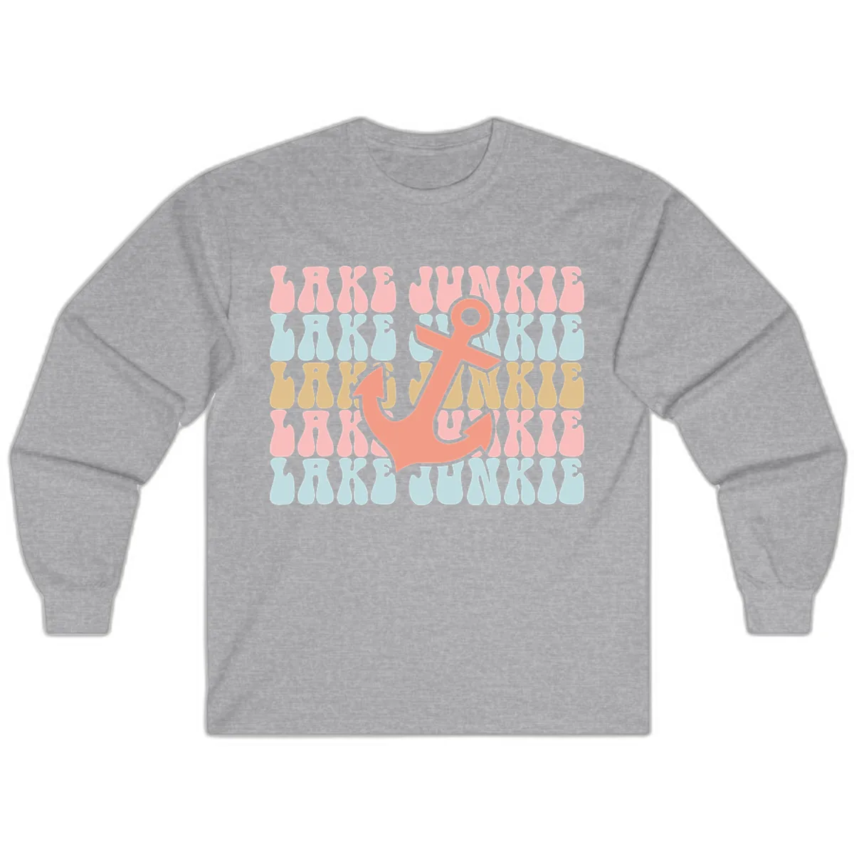 Lake Junkie Retro Anchor Long Sleeve in Sport Grey