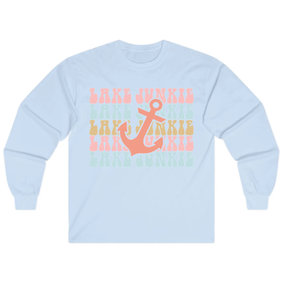 Lake Junkie Retro Anchor Long Sleeve in Light Blue