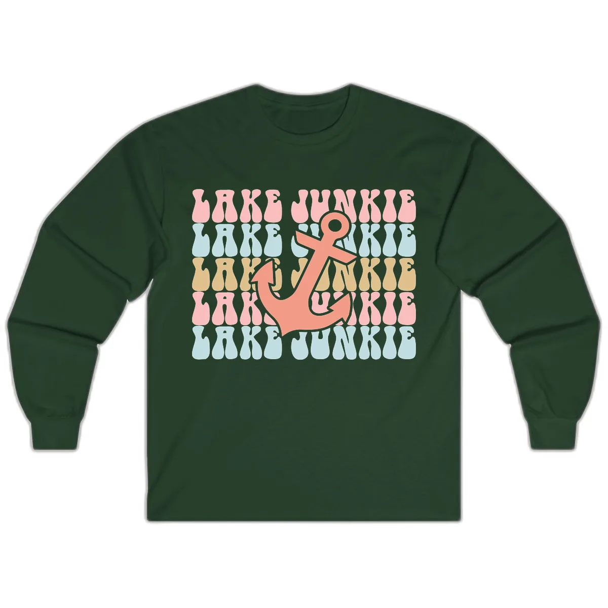 Lake Junkie Retro Anchor Long Sleeve in Forest Green