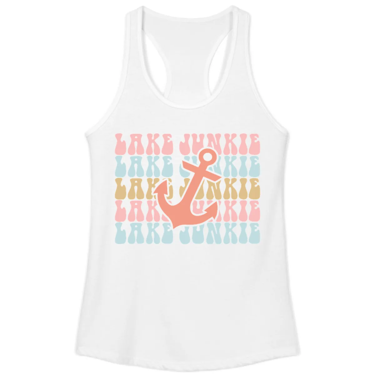 Lake Junkie Retro Anchor Ladies Tank in White